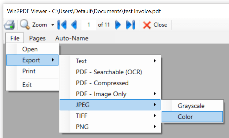 Win2PDF Desktop - Export PDF to JPEG