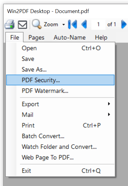 Win2PDF Desktop PDF Security